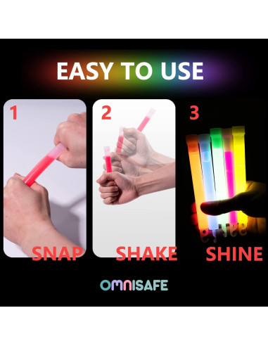 96 Palos de Luz Brillantes OMNISAFE 15 cm para Fiestas y Emergencias