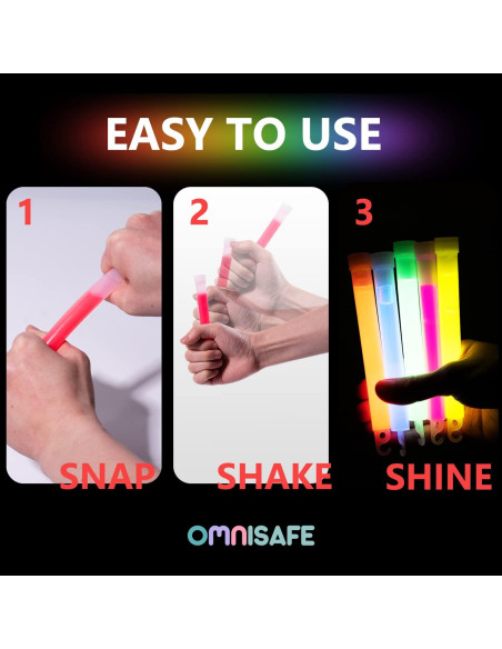 96 Palos de Luz Brillantes OMNISAFE 15 cm para Fiestas y Emergencias