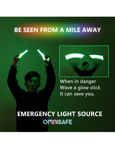 96 Palos de Luz Brillantes OMNISAFE 15 cm para Fiestas y Emergencias