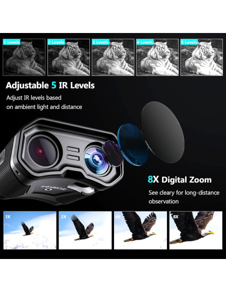 Gafas de Visión Nocturna DOOCK 4K, Zoom 8X, Batería 5200mAh