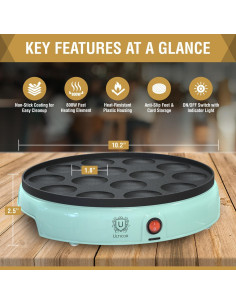 Sartén Eléctrica ULTICOR para Mini Pancakes 14 Huecos Antiadherente 2