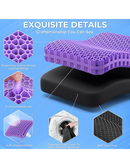 Cojín de Gel TushGuard Grande para Sillas de Oficina Transpirable