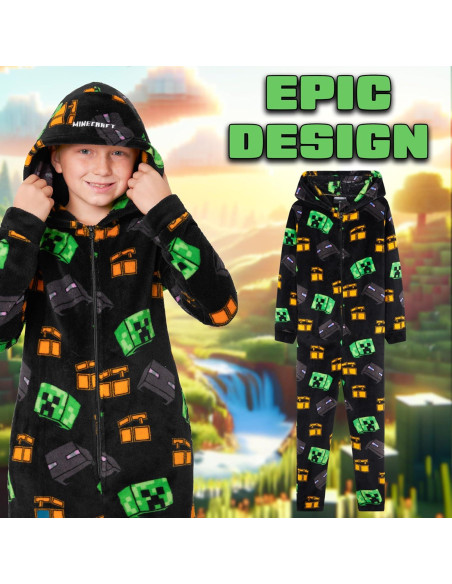 Pijama de una pieza Minecraft para niños 9-10 años - Forro polar
