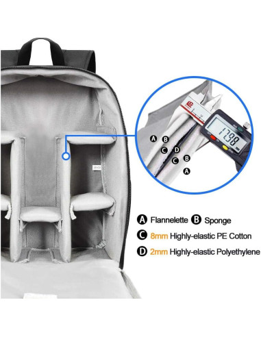 Mochila para Cámara CADeN D6 Profesional Impermeable 28x14.9x38cm