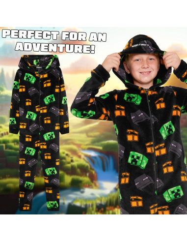 Pijama de una pieza Minecraft para niños 9-10 años - Forro polar