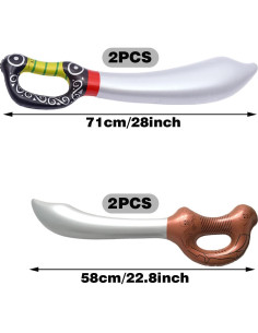 4 Espadas Pirata Inflables LUANDME 70 cm para Fiesta y Cosplay 2