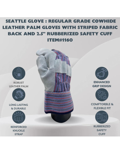 Guantes de Trabajo Seattle Glove 1160 de Cuero - 12 Pares
