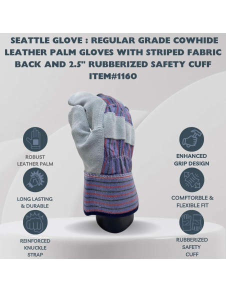 Guantes de Trabajo Seattle Glove 1160 de Cuero - 12 Pares