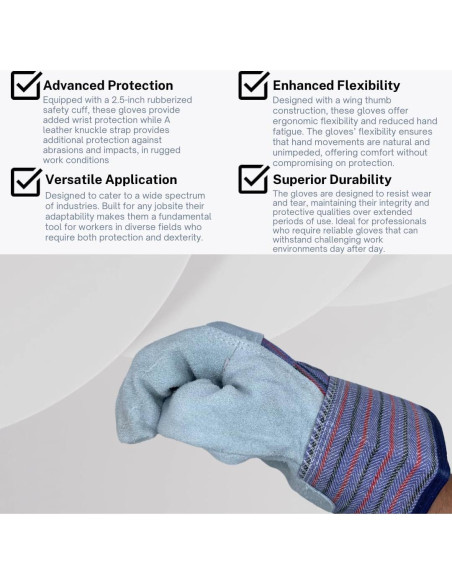 Guantes de Trabajo Seattle Glove 1160 de Cuero - 12 Pares