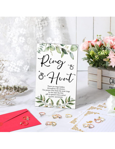 Juego de Ducha Nupcial Bucherry con Cartel y 100 Anillos