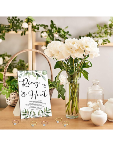 Juego de Ducha Nupcial Bucherry con Cartel y 100 Anillos