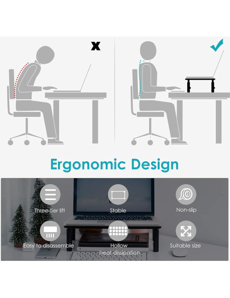 Soporte de Monitor Ajustable LOTEYIKE - 2 Paquetes, Metal, Ergonómico