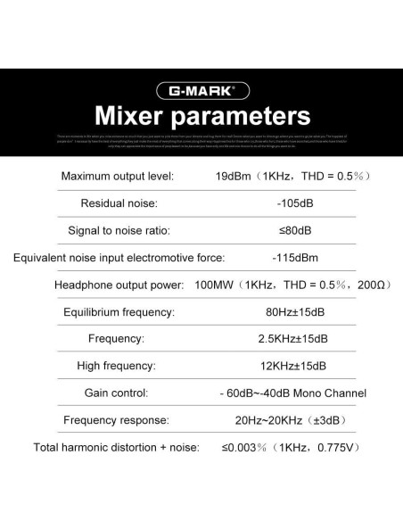Mezclador de Audio Profesional G-MARK GMX1200 12 Canales USB