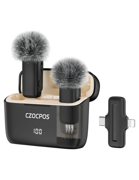 Micrófono Lavalier Inalámbrico CZOCPOS con Estuche, 36H Batería