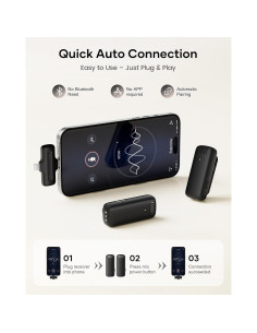 Micrófono Lavalier Inalámbrico CZOCPOS con Estuche, 36H Batería 2