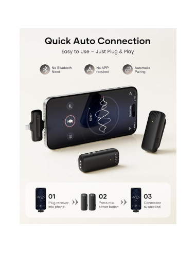 Micrófono Lavalier Inalámbrico CZOCPOS con Estuche, 36H Batería