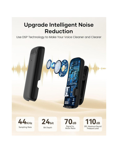 Micrófono Lavalier Inalámbrico CZOCPOS con Estuche, 36H Batería