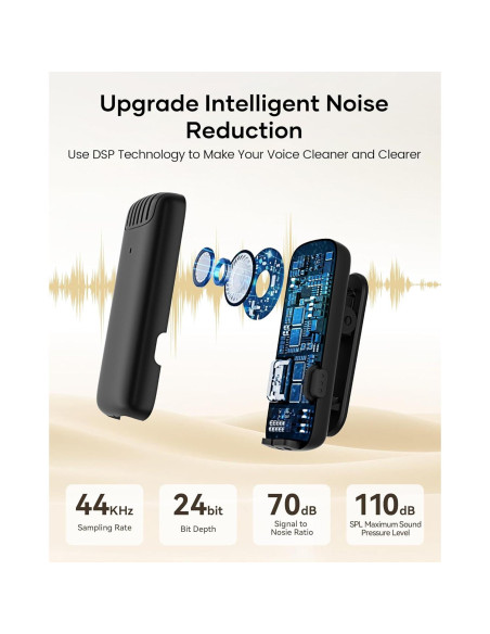 Micrófono Lavalier Inalámbrico CZOCPOS con Estuche, 36H Batería