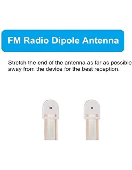 Antena FM 300 Ohm Ancable Tipo T 1.8m para Receptores Estéreo