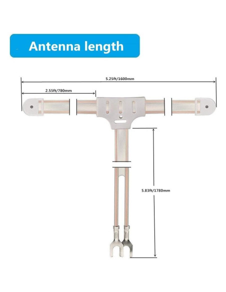 Antena FM 300 Ohm Ancable Tipo T 1.8m para Receptores Estéreo