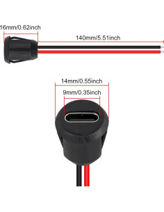 10 Conectores USB-C Hembrados DWEII 3A 30V 24AWG Negro 2