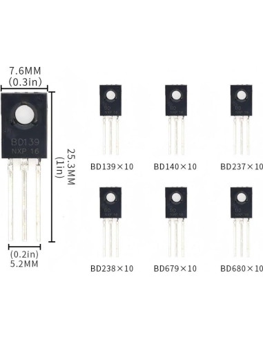 Kits de Transistores de Potencia VANXY TO-126 60 Piezas