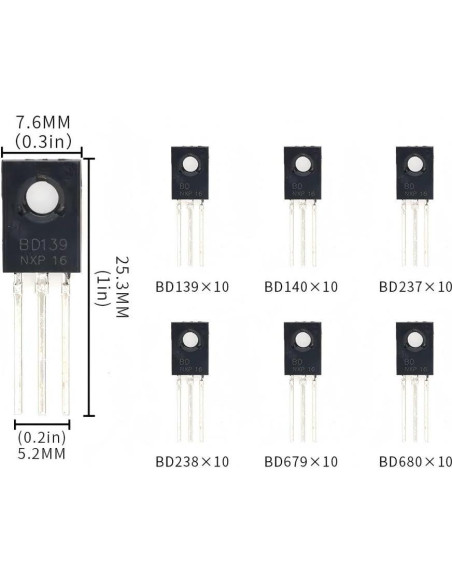 Kits de Transistores de Potencia VANXY TO-126 60 Piezas
