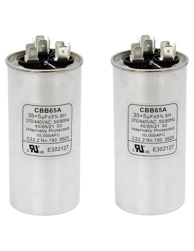 2 Capacitores de Arranque Doble CBB65B 35+5 MFD 370/440V
