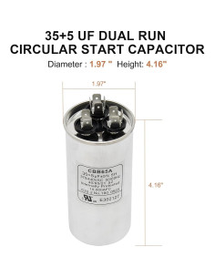 2 Capacitores de Arranque Doble CBB65B 35+5 MFD 370/440V 2