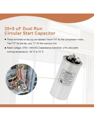 2 Capacitores de Arranque Doble CBB65B 35+5 MFD 370/440V