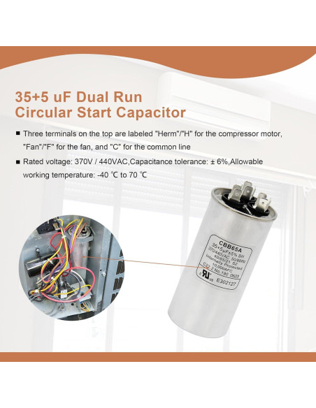 2 Capacitores de Arranque Doble CBB65B 35+5 MFD 370/440V
