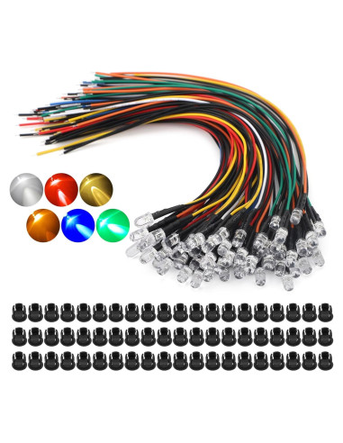 Diodos LED 12V Linkstyle 60PCS 5mm Pre Cableados Multicolor
