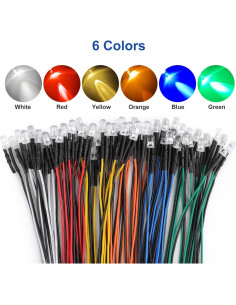 Diodos LED 12V Linkstyle 60PCS 5mm Pre Cableados Multicolor 2