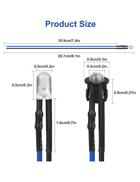 Diodos LED 12V Linkstyle 60PCS 5mm Pre Cableados Multicolor