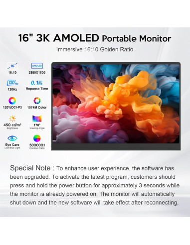 Monitor Portátil OLED 16" XBONFIRE 3K 2880x1800 120Hz