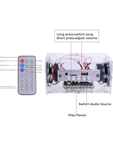 Kit de Altavoz Estéreo MiOYOOW Bluetooth DIY 5W con LED