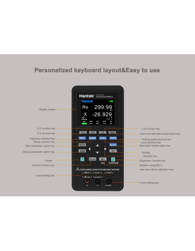 Medidor LCR Hantek 1832C-7 Portátil con Pantalla LCD 2.8"