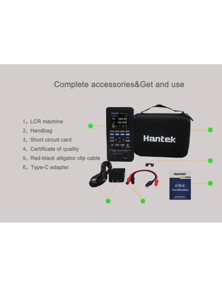 Medidor LCR Hantek 1832C-7 Portátil con Pantalla LCD 2.8"