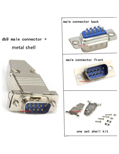 Kit 16 Pcs Conectores DB9 Macho/Hembra RS232 9 Pines Metal