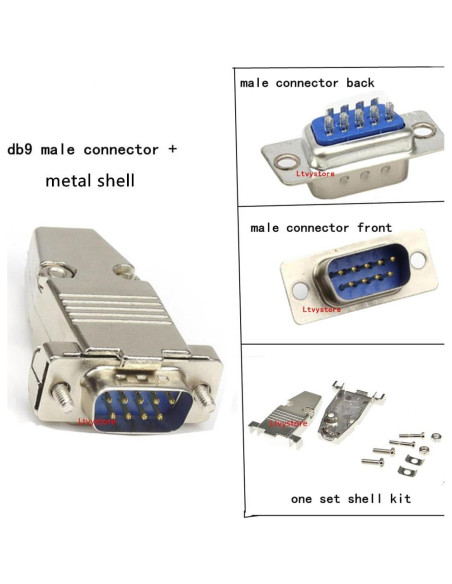 Kit 16 Pcs Conectores DB9 Macho/Hembra RS232 9 Pines Metal