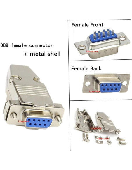 Kit 16 Pcs Conectores DB9 Macho/Hembra RS232 9 Pines Metal