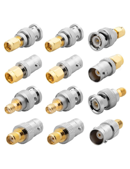 Kit de Adaptadores SMA a BNC Anina 12 Piezas 50 Ohm Coaxiales