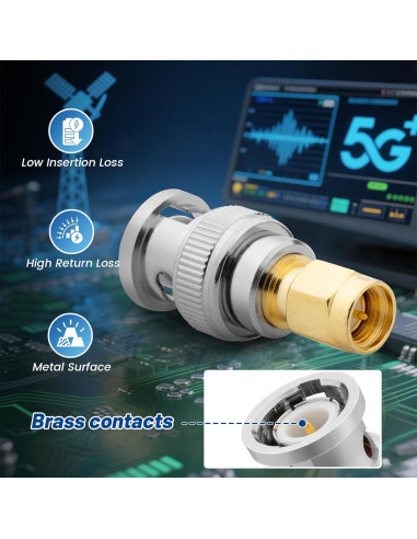 Kit de Adaptadores SMA a BNC Anina 12 Piezas 50 Ohm Coaxiales