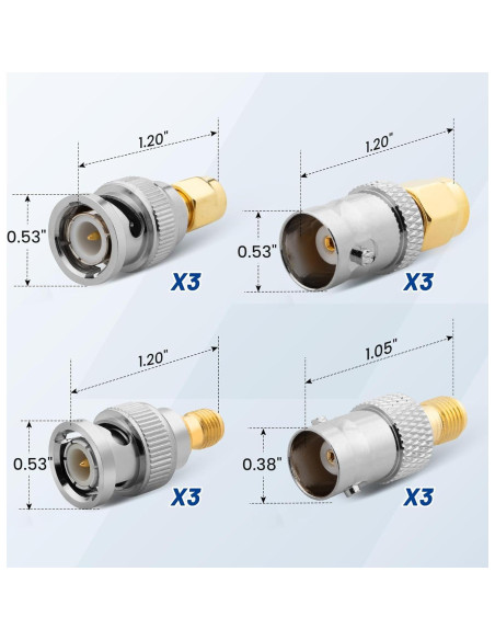 Kit de Adaptadores SMA a BNC Anina 12 Piezas 50 Ohm Coaxiales