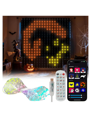 Luces de Cortina LED Inteligentes ZEYEGOY 2.0x2.0m 400 LEDs RGB