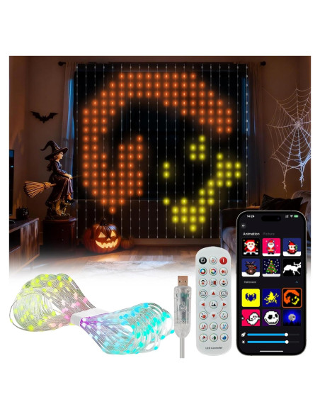 Luces de Cortina LED Inteligentes ZEYEGOY 2.0x2.0m 400 LEDs RGB