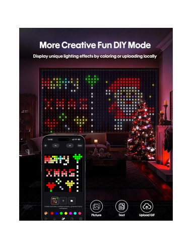 Luces de Cortina LED Inteligentes ZEYEGOY 2.0x2.0m 400 LEDs RGB