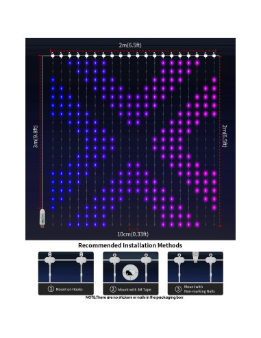 Luces de Cortina LED Inteligentes ZEYEGOY 2.0x2.0m 400 LEDs RGB