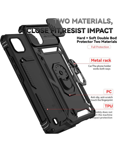 Funda para Realme C20/C20A/C11 2021 Tothedu Negra con Soporte Funda para Realme C20/C20A/C11 2021 Tothedu Negra con Soporte