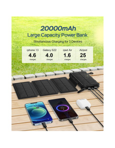 Cargador Solar 20000mAh HDL-519X Carga Rápida 3A 4 Paneles 2